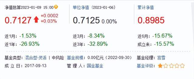 跌麻了!国金鑫瑞灵活配置2022年仅涨2天<strong></p>
<p>每日净值查询</strong>,三季度规模仅23万元