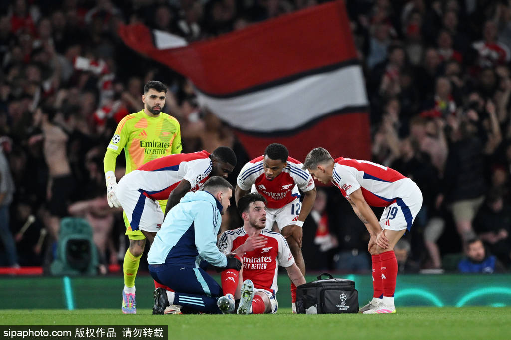欧冠-赖斯任意球双响+伤退卡马文加染红 阿森纳3-0皇马
