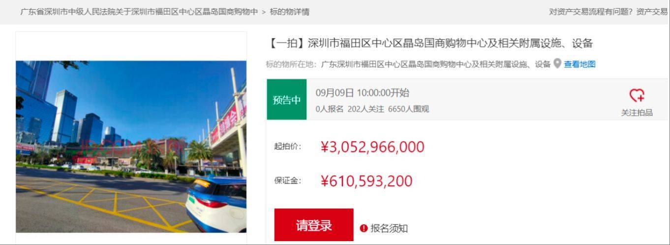 折价约30%<strong></p>
<p>美原油指</strong>，深圳知名商场皇庭广场30亿元起拍，土地使用年限还剩17年