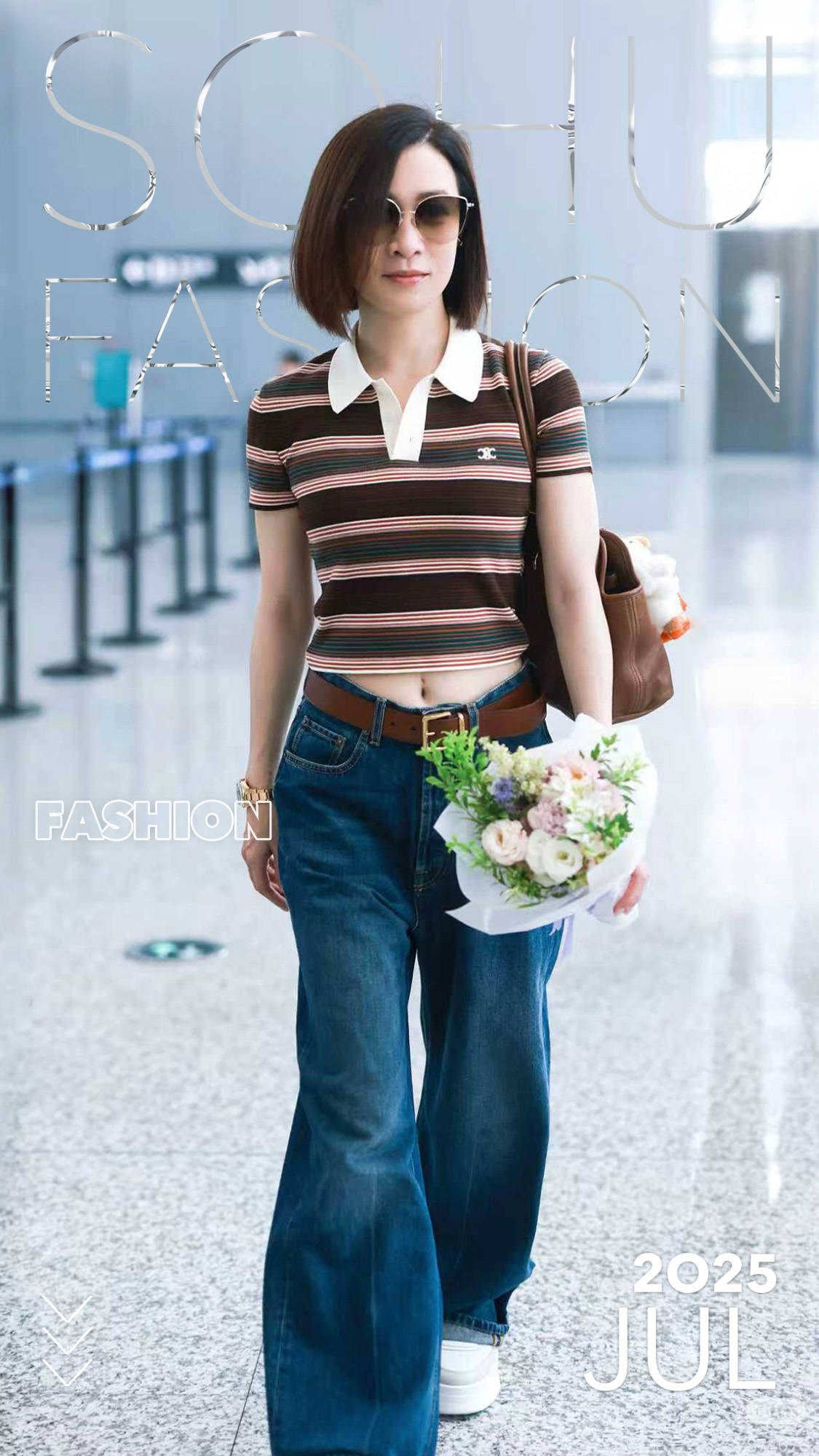 50岁佘诗曼机场街拍秀蛮腰身材绝了！王心凌同样穿法重返18岁