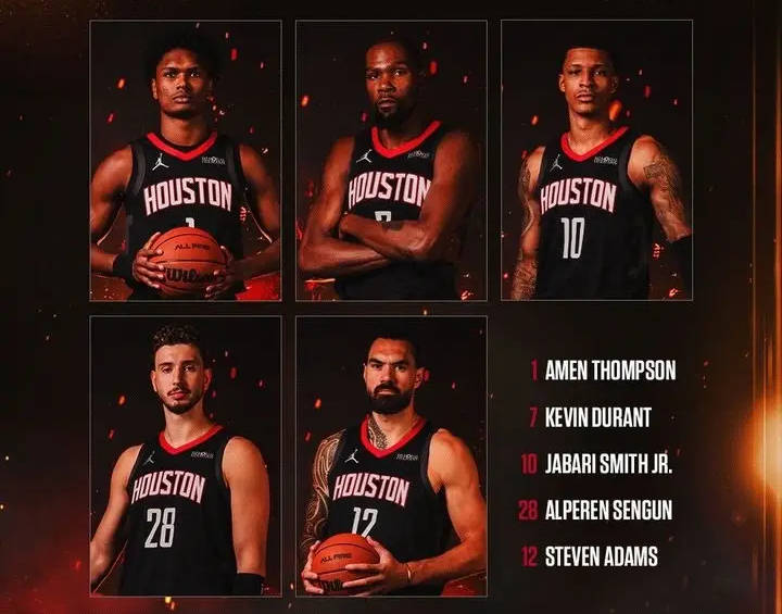 杜兰特领衔死亡五大<strong></p>
<p>国家虚拟人民币</strong>!火箭揭幕战首发平均身高2米09